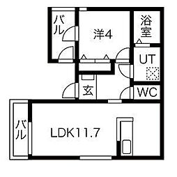 グランドール 1LDKの間取図画像