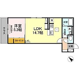 シャルム・ヴィアーレ 1LDKの間取図画像