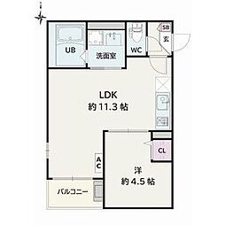 Jack gobanI 1LDKの間取図画像