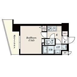 S-RESIDENCESENGENCHO 1Kの間取図画像