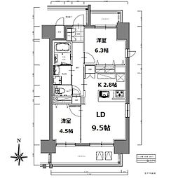 S-RESIDENCE亀島駅前ブレイズ 2LDKの間取図画像