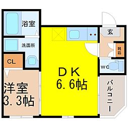 ハーモニーテラス北畑2 1DKの間取図画像