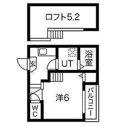 メルモ 1Kの間取図画像