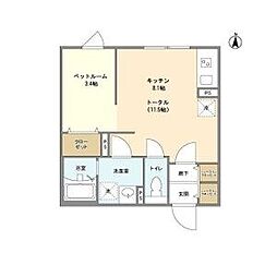 GVIVRE東別院 ワンルームの間取図画像