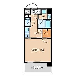 プレミアム浅間町 1Kの間取図画像