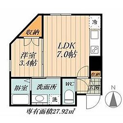 WELLCOURTNAKAMURA 1LDKの間取図画像