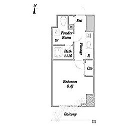 WESTIN上前津 1Kの間取図画像