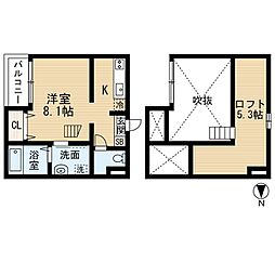 コンフォール大畑 1Kの間取図画像