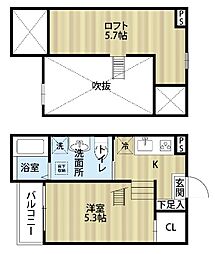 プラウド五番町 1Kの間取図画像