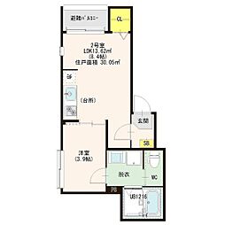 ハーモニーテラス松葉町6 1LDKの間取図画像