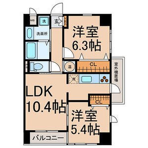 愛知県名古屋市西区花の木２丁目(賃貸マンション2LDK・1階・51.09㎡)の写真 その2