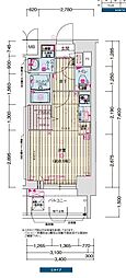 名古屋市営鶴舞線 浅間町駅 徒歩7分の賃貸マンション 10階ワンルームの間取り