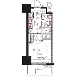 名古屋市営桜通線 太閤通駅 徒歩10分の賃貸マンション 13階1Kの間取り