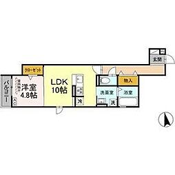 名古屋市営東山線 亀島駅 徒歩4分の賃貸アパート 3階1LDKの間取り