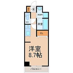 名古屋市営東山線 八田駅 徒歩6分の賃貸マンション 9階ワンルームの間取り