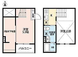 名古屋市営上飯田線 上飯田駅 徒歩3分の賃貸アパート 2階1Kの間取り