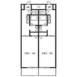 近鉄名古屋線 黄金駅 徒歩11分の賃貸マンション 2階1Kの間取り