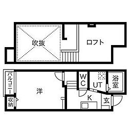 Creo本陣弐番館 2階1SKの間取り
