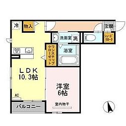 名古屋市営名城線 東別院駅 徒歩5分の賃貸アパート 2階1LDKの間取り