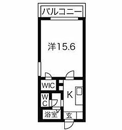 名古屋市営名城線 志賀本通駅 徒歩1分の賃貸マンション 2階1Kの間取り