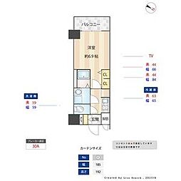 名古屋市営名城線 熱田神宮西駅 徒歩1分の賃貸マンション 12階1Kの間取り