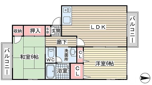 ラピート6X ｜兵庫県神戸市垂水区山手4丁目(賃貸マンション2LDK・2階・50.00㎡)の写真 その2