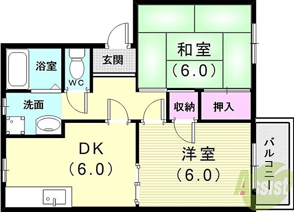 フレグランス西脇B ｜兵庫県神戸市垂水区西脇1丁目(賃貸アパート2DK・2階・45.00㎡)の写真 その2