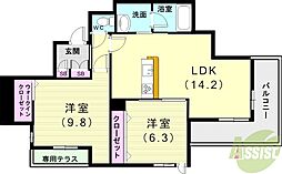 エクセレントガーデンヒルズA 2LDKの間取図画像