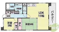 県営南多聞台第6住宅3号棟 2LDKの間取図画像