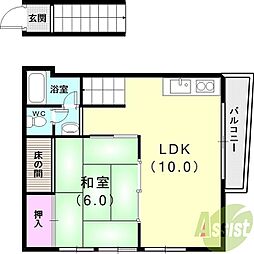 舞美荘 1LDKの間取図画像