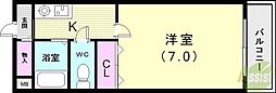 サンシャ2ビル 1Kの間取図画像