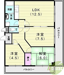 レジデンス清水ヶ丘 3LDKの間取図画像