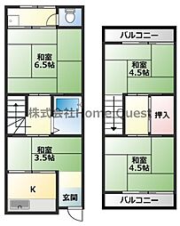 東大阪市友井3丁目戸建て 1階4Kの間取り