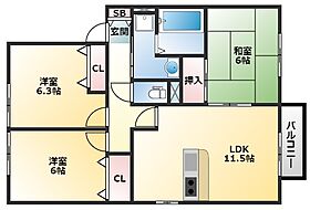 サンフェルティC棟 102 ｜ 大阪府八尾市美園町3丁目95-3（賃貸アパート3LDK・1階・68.75㎡） その2