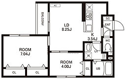 (仮称)Cherim室見WEST 2LDKの間取図画像