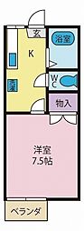 サンハイツツツジヶ崎 1Kの間取図画像