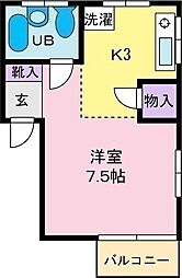 ハイツ三神 1Kの間取図画像