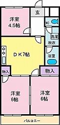 マンション東 3DKの間取図画像