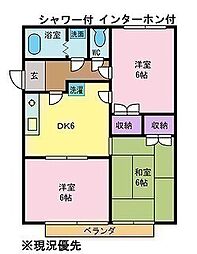 メゾンドソレイユ1 3DKの間取図画像
