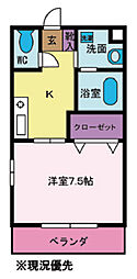 土屋ハイツ 1Kの間取図画像