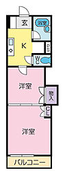 レジデンスカープ甲府 2Kの間取図画像