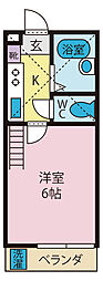 プラシード宮前 1Kの間取図画像