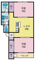 ヴェルドミールN 2LDKの間取図画像