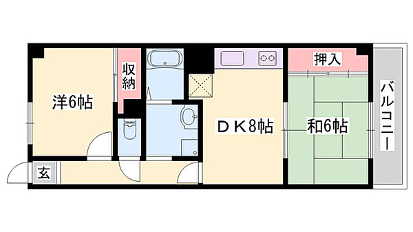 兵庫県高砂市米田町米田(賃貸マンション2DK・3階・55.80㎡)の写真 その2