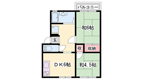 兵庫県高砂市米田町米田(賃貸アパート2DK・2階・44.55㎡)の写真 その2