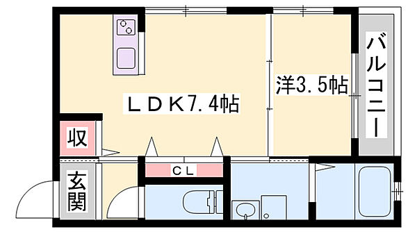 兵庫県加古川市平岡町新在家(賃貸アパート1LDK・1階・28.16㎡)の写真 その2