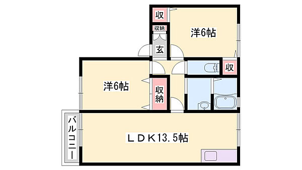 ルシエルたきの ｜兵庫県加東市上滝野(賃貸アパート2LDK・1階・55.40㎡)の写真 その2