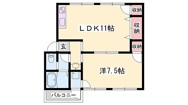 兵庫県姫路市野里(賃貸アパート1LDK・2階・43.37㎡)の写真 その2