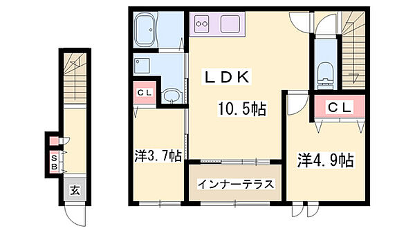 コントレイル糸引 ｜兵庫県姫路市継(賃貸アパート2LDK・2階・52.58㎡)の写真 その2