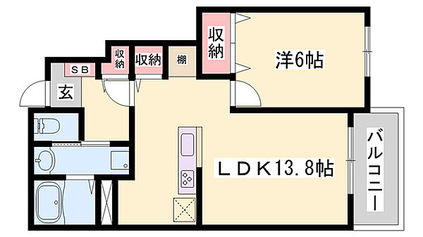 ファンターナ ｜兵庫県姫路市広畑区西蒲田(賃貸アパート1LDK・1階・45.89㎡)の写真 その2